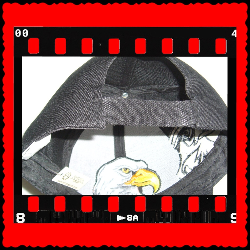 Eagle & American Flag Motif Ball Cap-Black - Picture 5 of 5